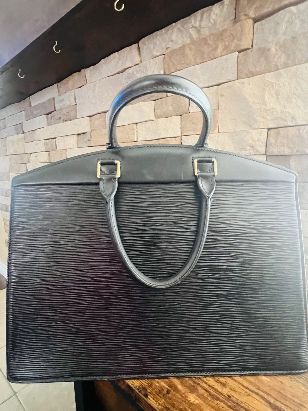 Vintage Louis Vuitton Epi Noir Porte DocVoyage Briefcase MadeFrance with Dusty